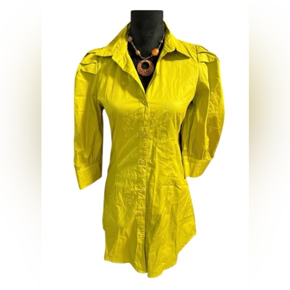 NWT—BOOHOO COTTON POPLIN PUFF SLEEVE SHIRT DRESS SZ 4 - Picture 1 of 11